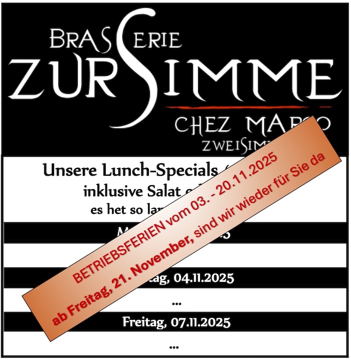 Mittagsmenü Brasserie zur Simme